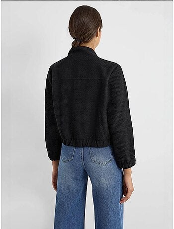 Veste en tweed à col rond avec poche