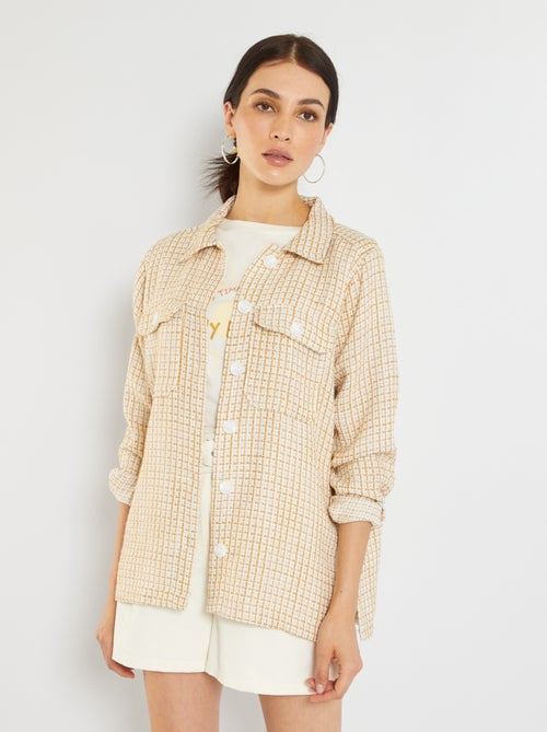 Veste en tweed avec boutons blancs - Kiabi