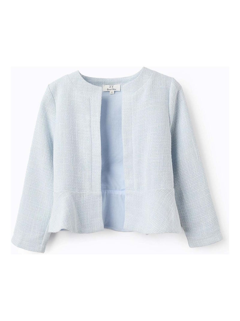 Veste en Tweed avec Volants Bleu clair - Kiabi