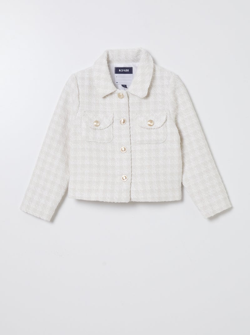 Veste en tweed boutonnée Beige - Kiabi