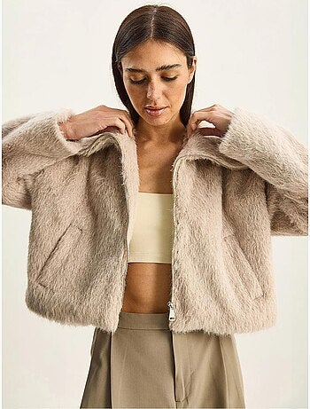 Veste en tweed épais matelassé avec fermeture éclair lucci