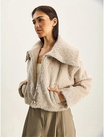 Veste en tweed épais matelassé avec fermeture éclair lucci