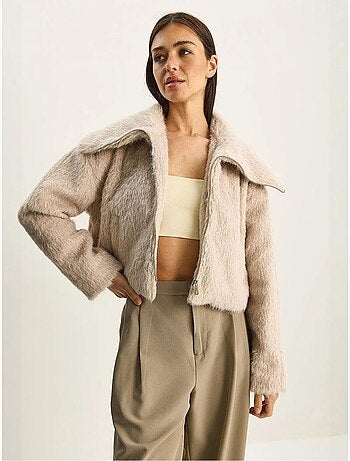 Veste en tweed épais matelassé avec fermeture éclair lucci