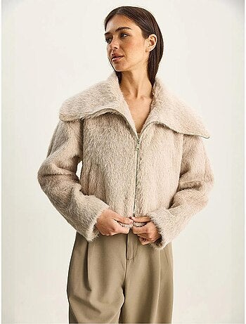 Veste en tweed épais matelassé avec fermeture éclair lucci