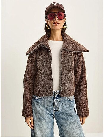 Veste en tweed épais matelassé avec fermeture éclair lucci