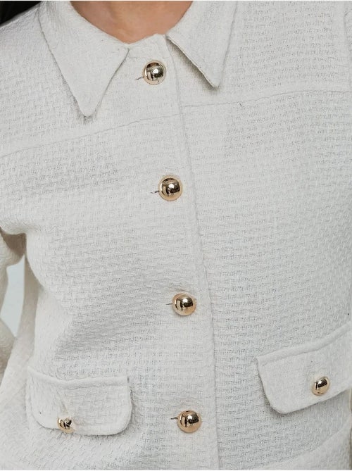 Veste en tweed texturé avec fermeture à boutons - Kiabi Veste en tweed texturé avec fermeture à boutons - Kiabi