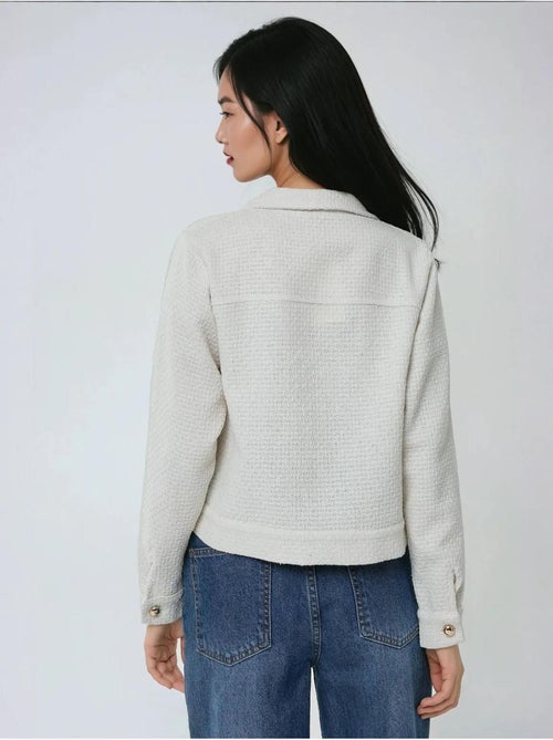 Veste en tweed texturé avec fermeture à boutons - Kiabi Veste en tweed texturé avec fermeture à boutons - Kiabi