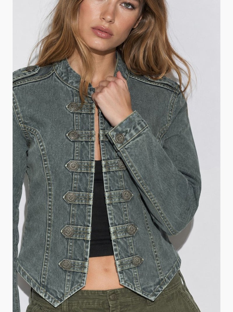 Veste en twill boutonnée hiccup Gris moyen - Kiabi