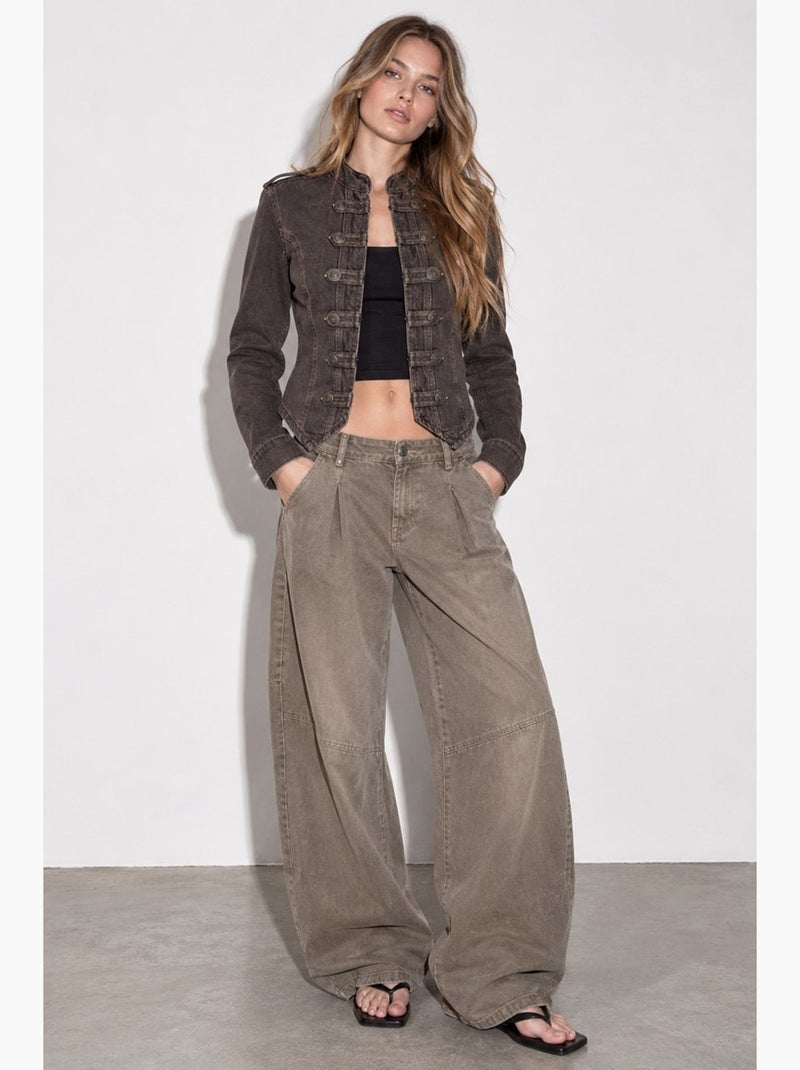 Veste en twill boutonnée hiccup Marron foncé - Kiabi