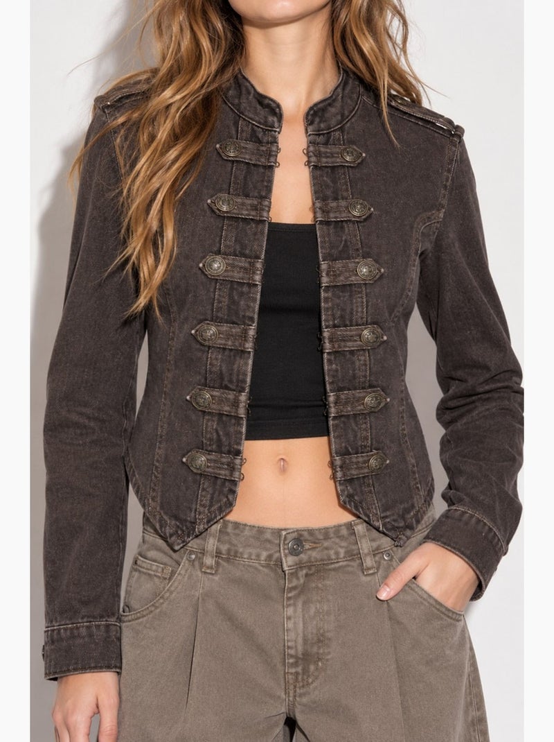 Veste en twill boutonnée hiccup Marron foncé - Kiabi