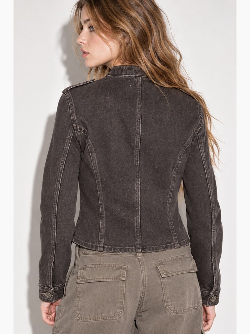 Veste en twill boutonnée hiccup Marron foncé - Kiabi