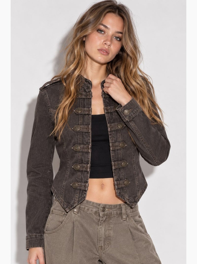 Veste en twill boutonnée hiccup Marron foncé - Kiabi