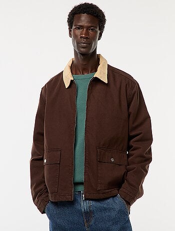 Veste en twill zippée avec col côtelé