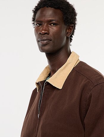 Veste en twill zippée avec col côtelé