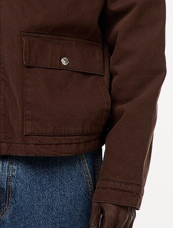 Veste en twill zippée avec col côtelé