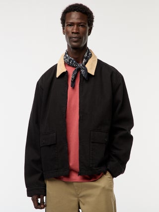 Veste en twill zippée avec col côtelé