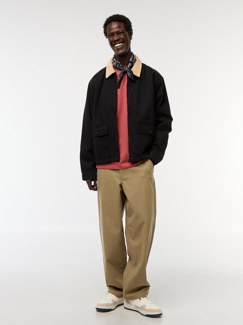 Veste en twill zippée avec col côtelé - Kiabi