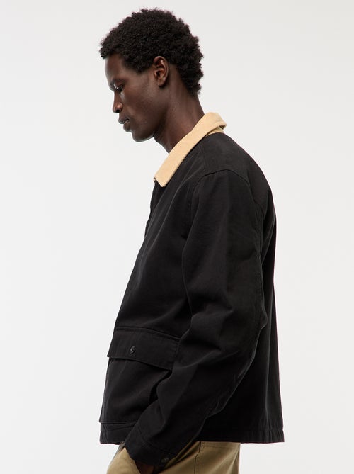 Veste en twill zippée avec col côtelé - Kiabi