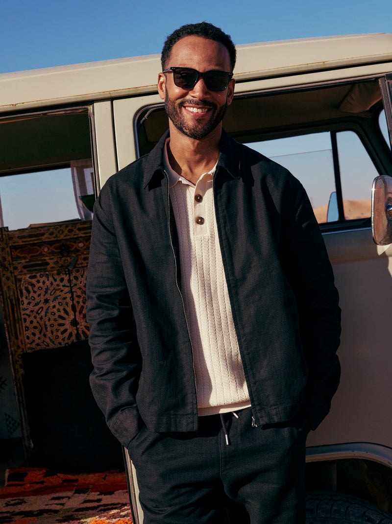 Veste en twill zippée unie Noir - Kiabi