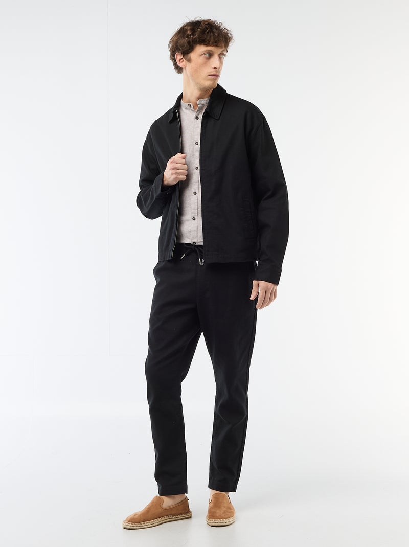 Veste en twill zippée unie Noir - Kiabi