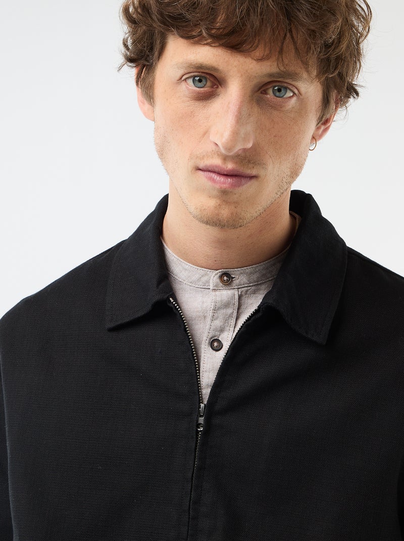 Veste en twill zippée unie Noir - Kiabi