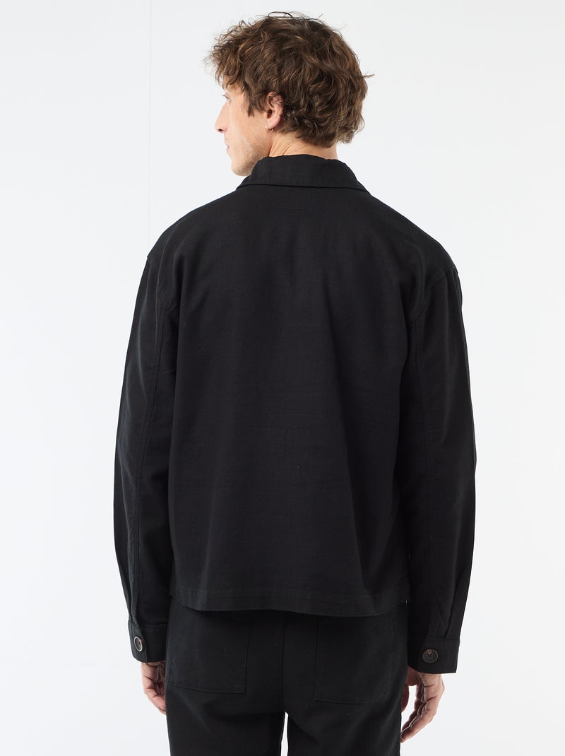 Veste en twill zippée unie Noir - Kiabi