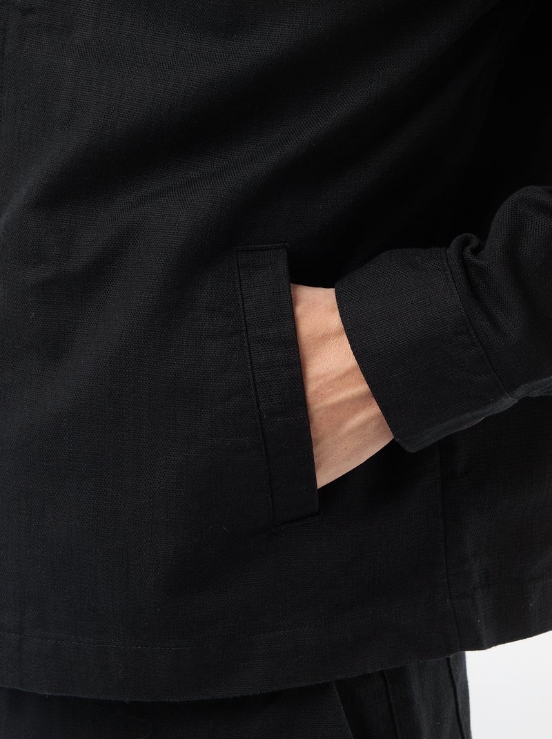 Veste en twill zippée unie Noir - Kiabi
