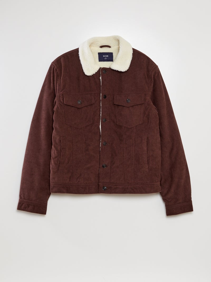 Veste en velours avec col effet moutonné Brun - Kiabi