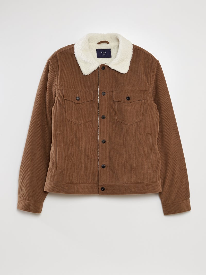 Veste en velours avec col effet moutonné Marron - Kiabi