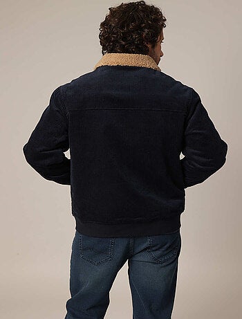 Veste en velours côtelé 100 % coton avec col sherpa contrasté 'Deeluxe'