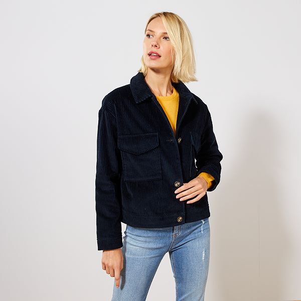 Veste en velours côtelé Femme - bleu marine - Kiabi - 25,00€