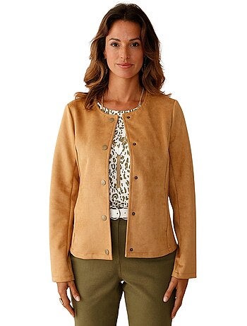 Veste encolure ronde en suédine