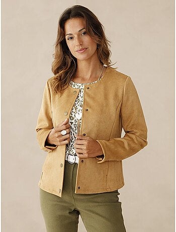 Veste encolure ronde en suédine