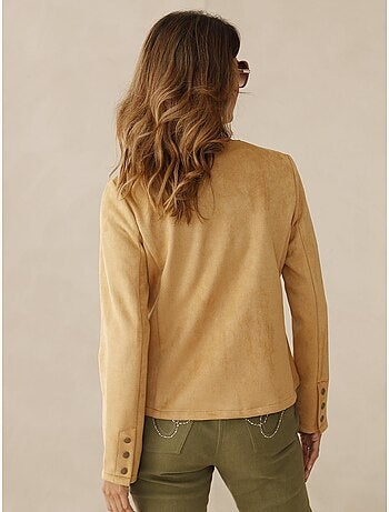 Veste encolure ronde en suédine