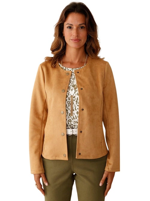 Veste encolure ronde en suédine - Kiabi Veste encolure ronde en suédine - Kiabi