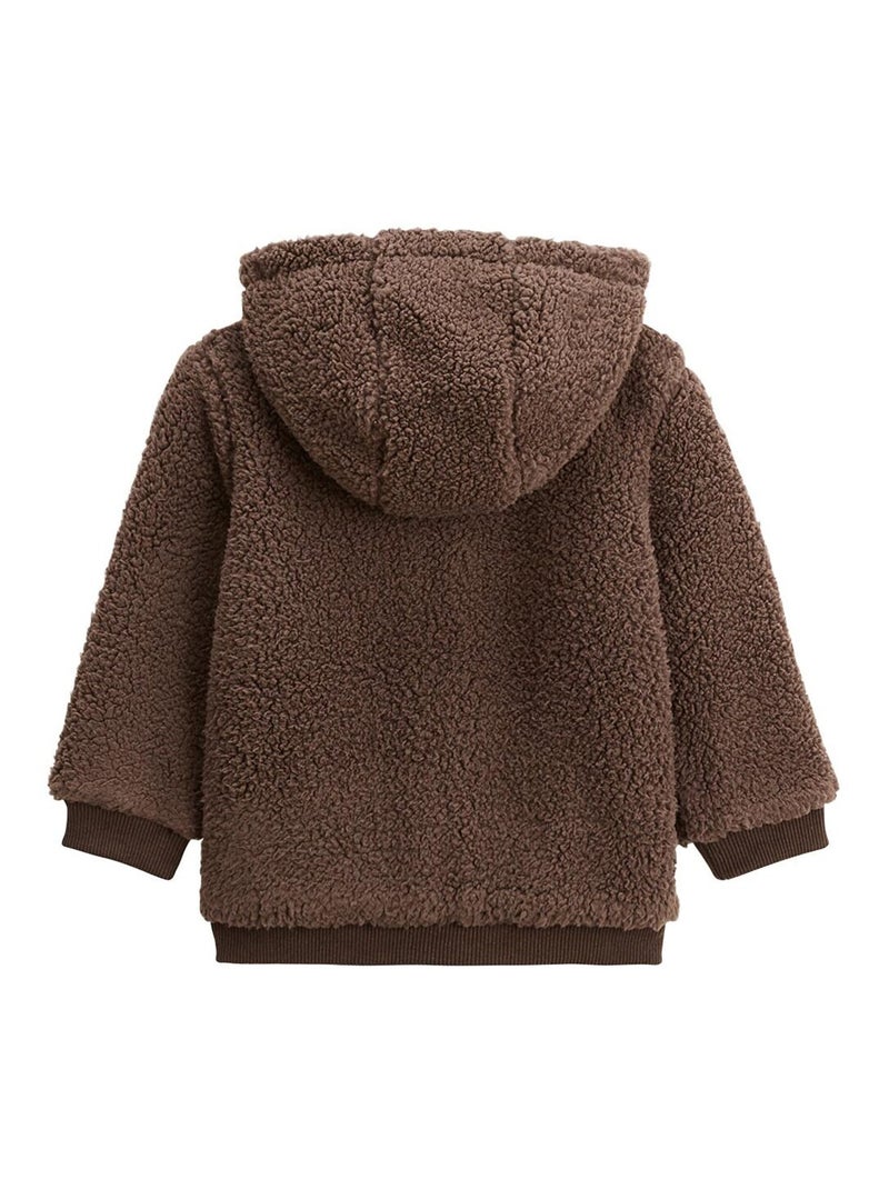 Veste enfant en sherpa avec capuche Cracotte Marron - Kiabi