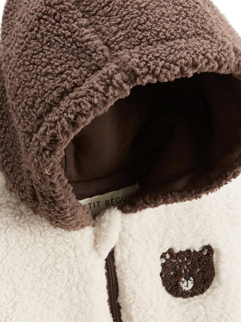 Veste enfant en sherpa avec capuche Cracotte Marron - Kiabi
