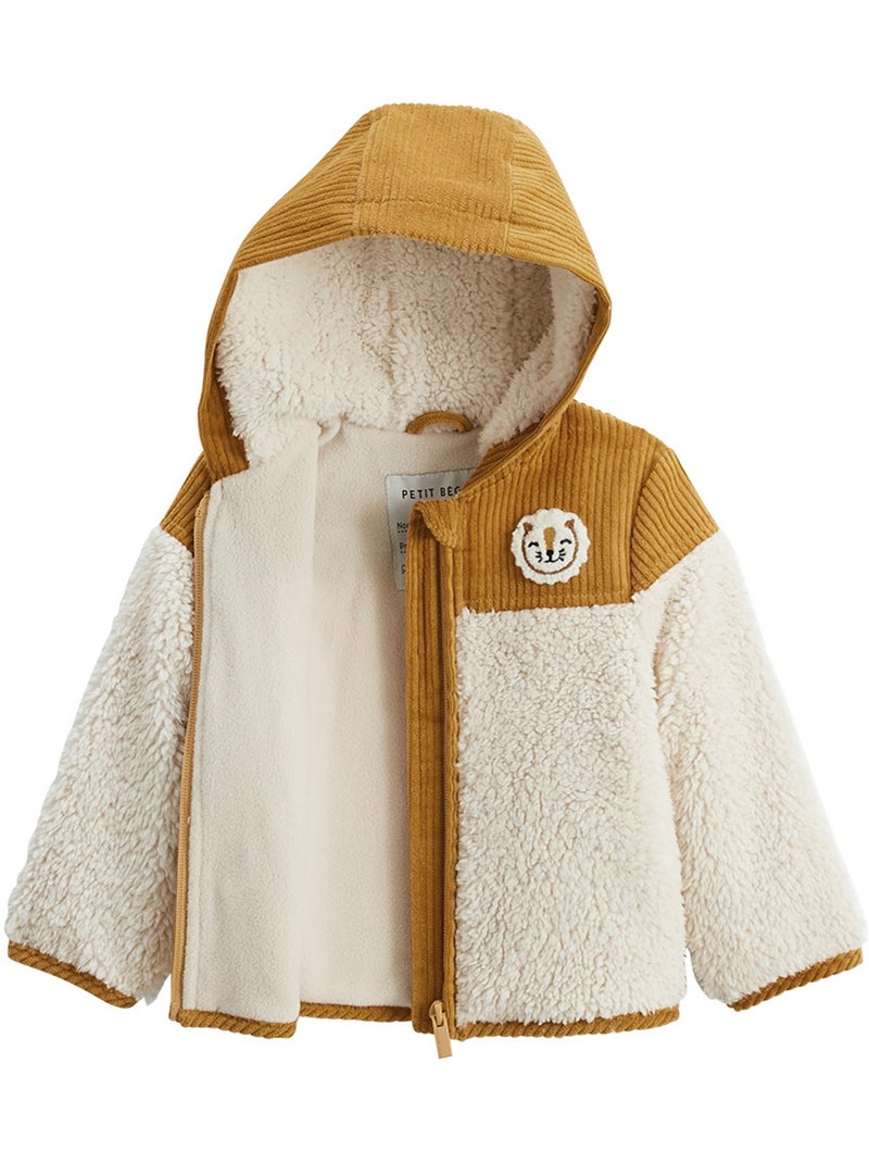 Veste enfant intérieur polaire avec capuche Charly Camel - Kiabi