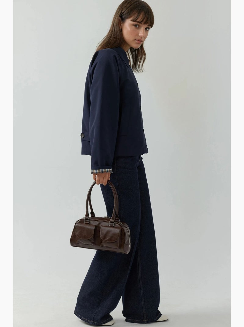 Veste épaisse à carreaux avec fermeture à boutons hiccup Bleu marine - Kiabi