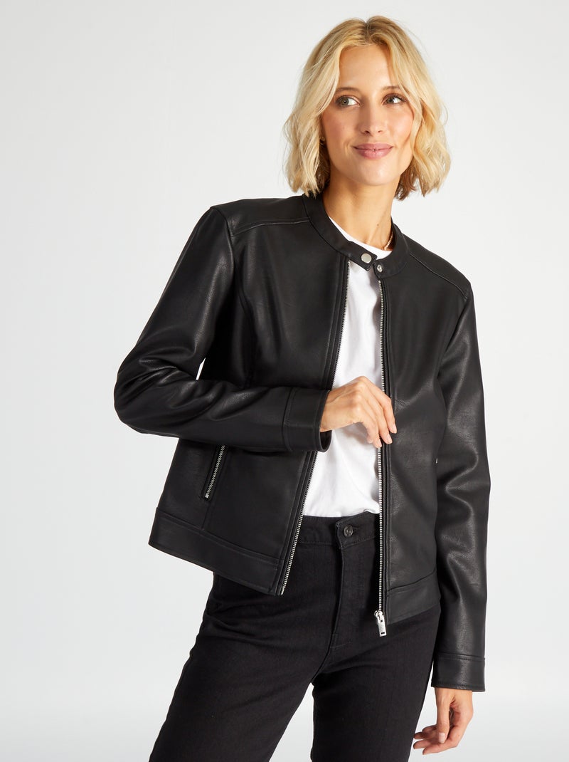 Veste esprit biker noir - Kiabi