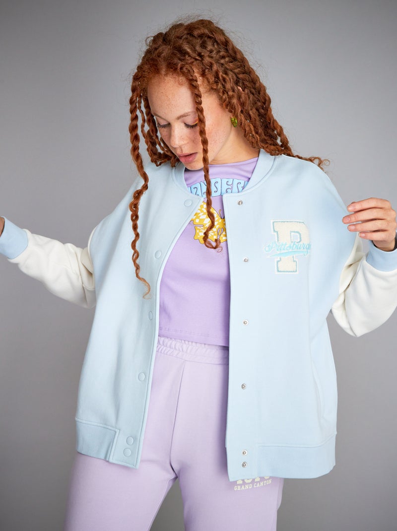 Veste esprit campus Bleu clair - Kiabi