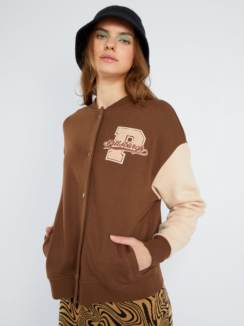 Veste esprit campus Marron/beige - Kiabi