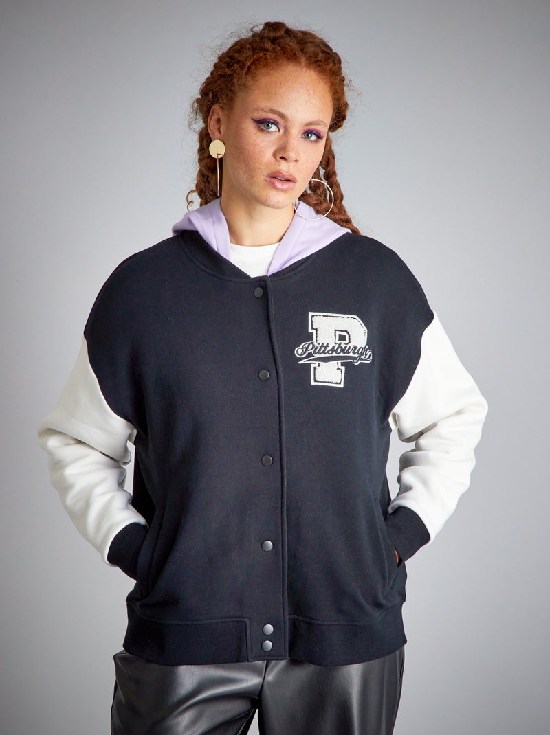 Veste esprit campus Noir - Kiabi