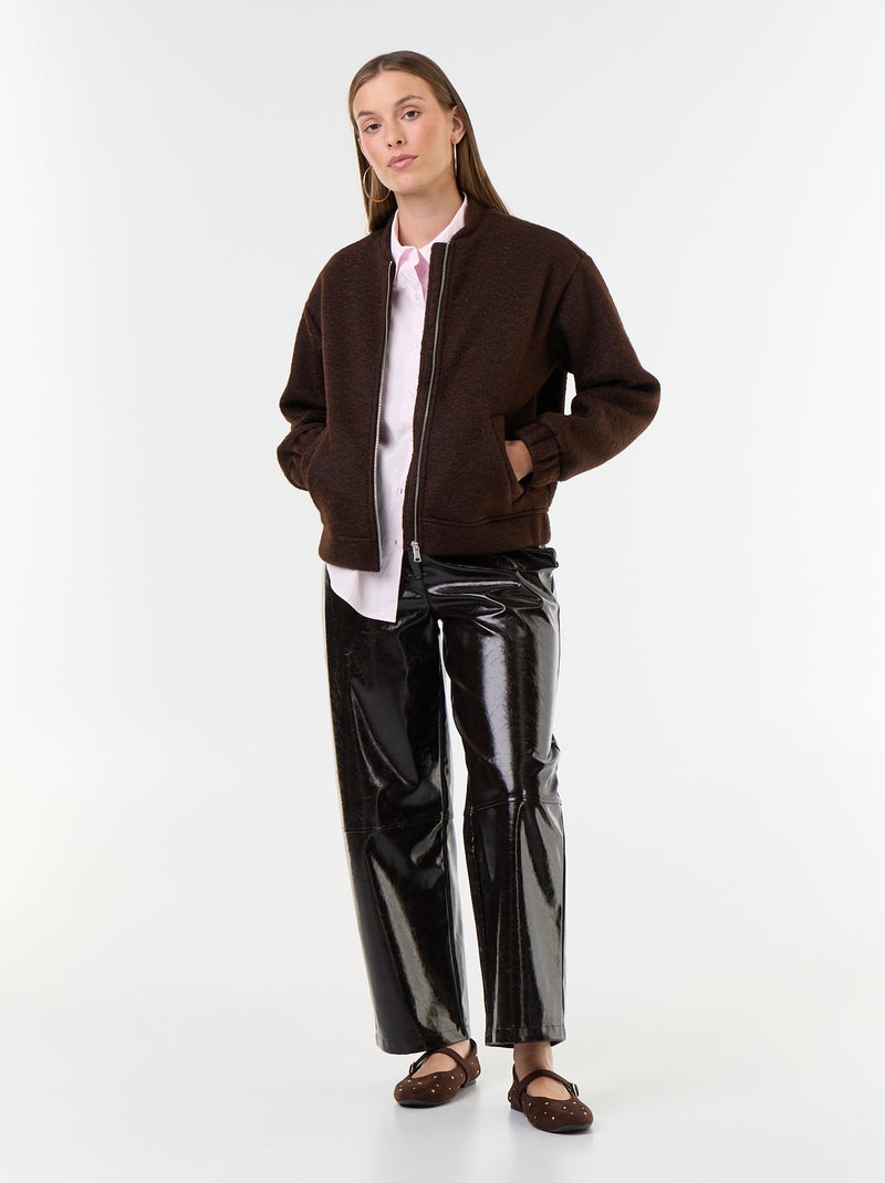 Veste esprit lainage Marron - Kiabi