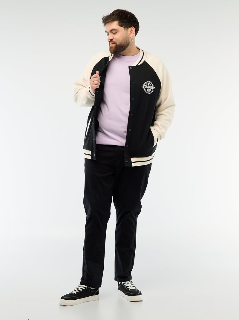 Veste esprit universitaire manches raglan Noir/blanc - Kiabi