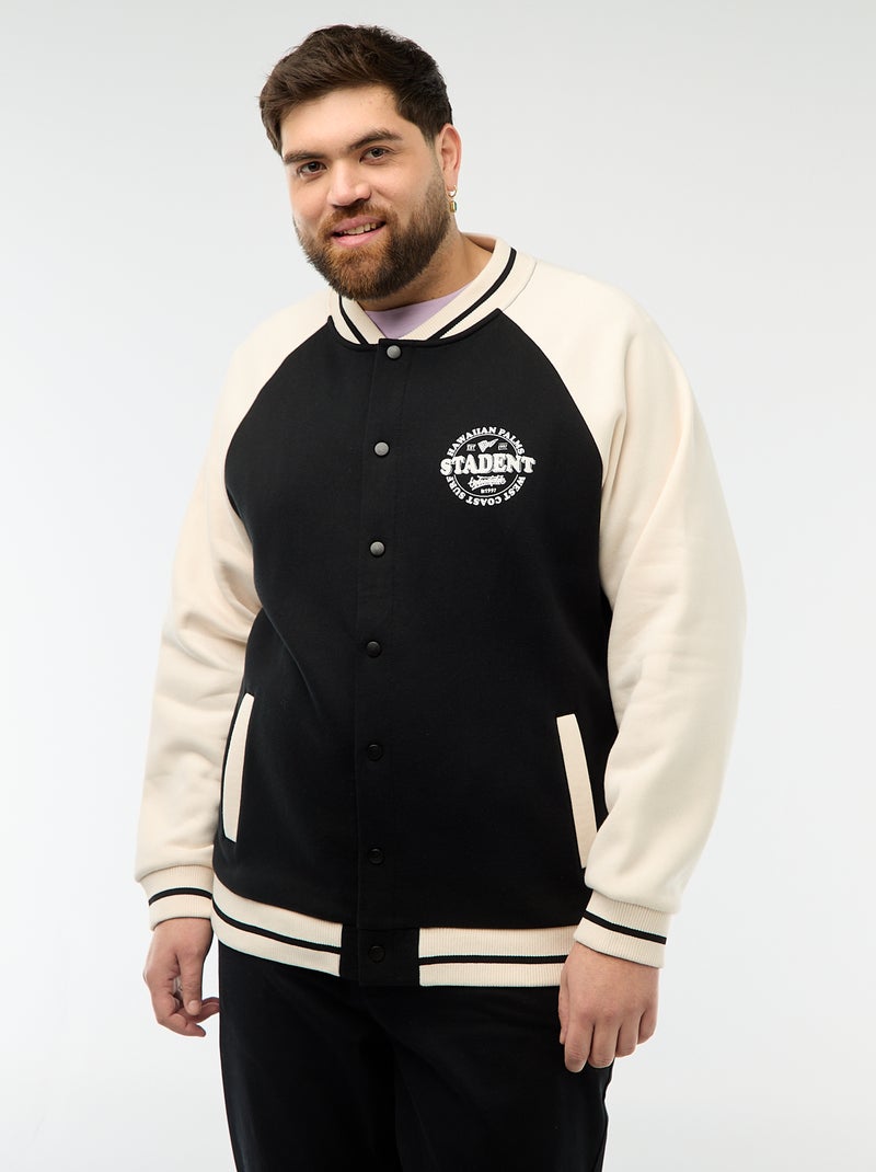 Veste esprit universitaire manches raglan Noir/blanc - Kiabi