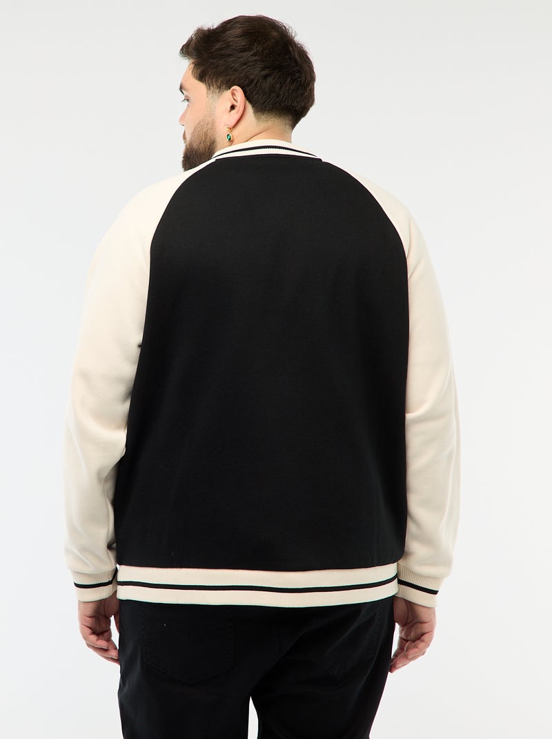 Veste esprit universitaire manches raglan Noir/blanc - Kiabi