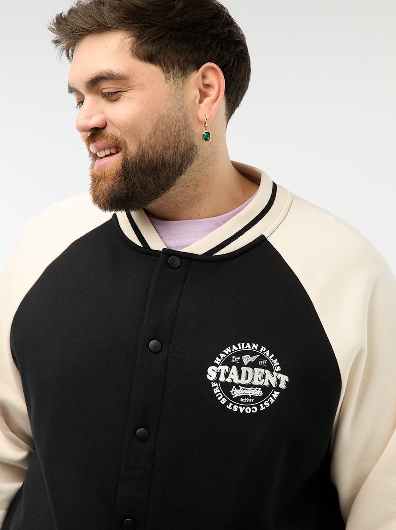 Veste esprit universitaire manches raglan Noir/blanc - Kiabi