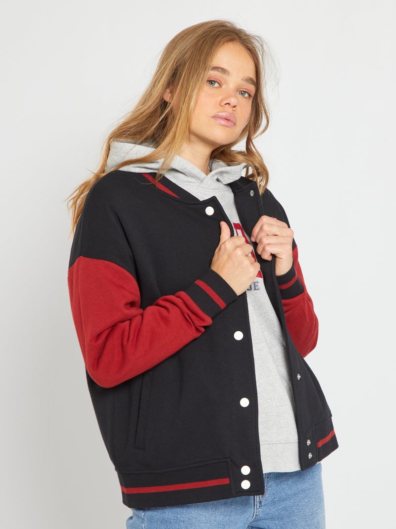 Veste façon campus US Noir/rouge - Kiabi