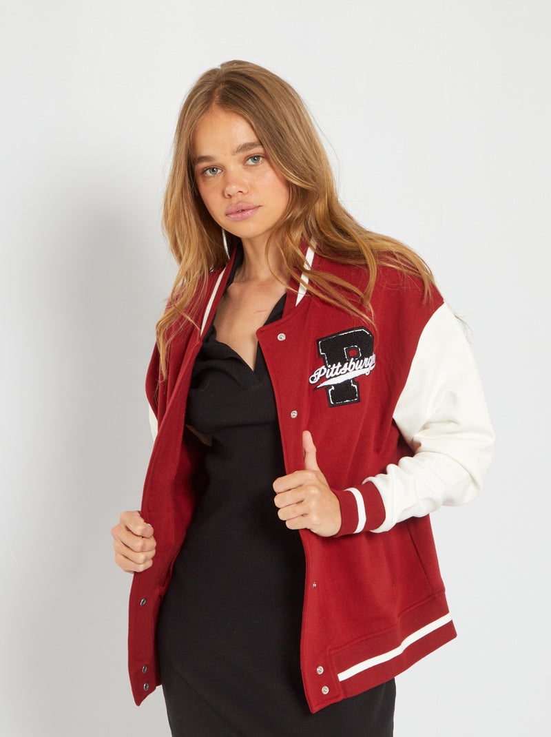 Veste façon campus US Rouge/blanc - Kiabi